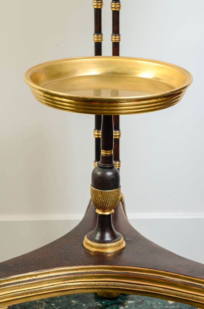 Gilt Pair of Gilded and Brown Patina Bronze Tables EMPIRE STYLE For Sale