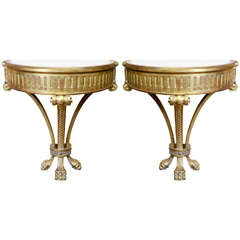 Pair of gilded wood consoles Louis XVI style