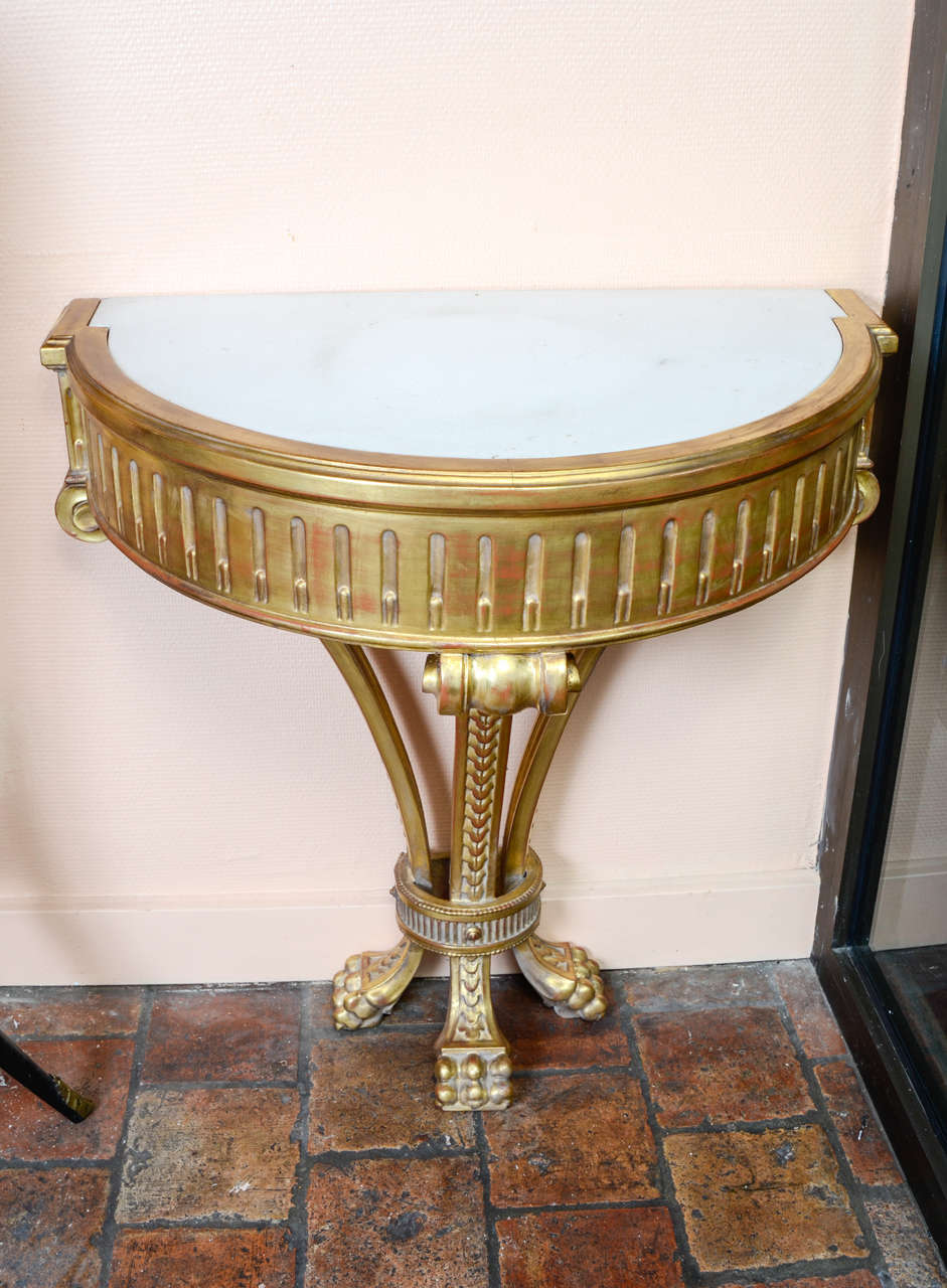 19th Century Pair of gilded wood consoles Louis XVI style For Sale