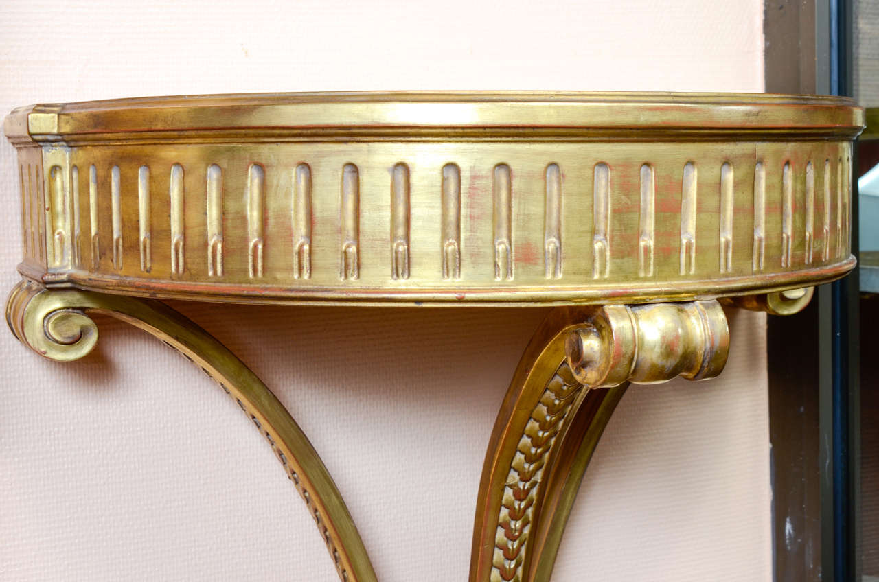 Giltwood Pair of gilded wood consoles Louis XVI style For Sale