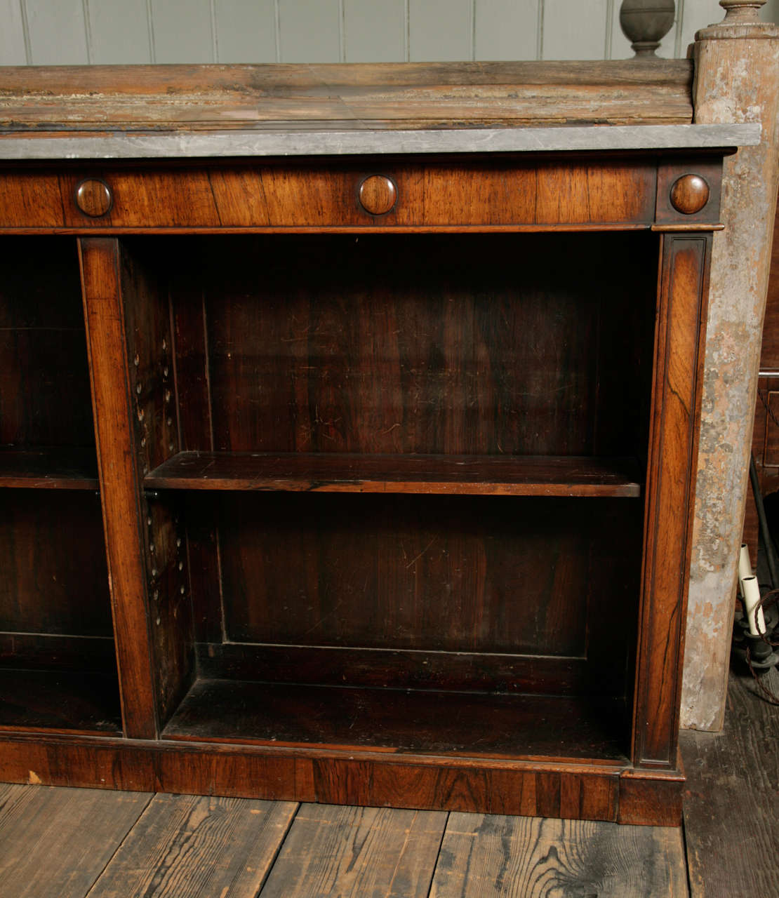 British Good Regency Marble Topped Rosewood Bookcase
