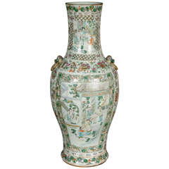 Antique Chinese Famille Verte Baluster Vase