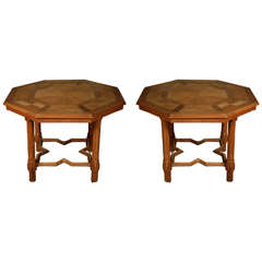 Pair of Octagonal Oak Gothic Centre Tables
