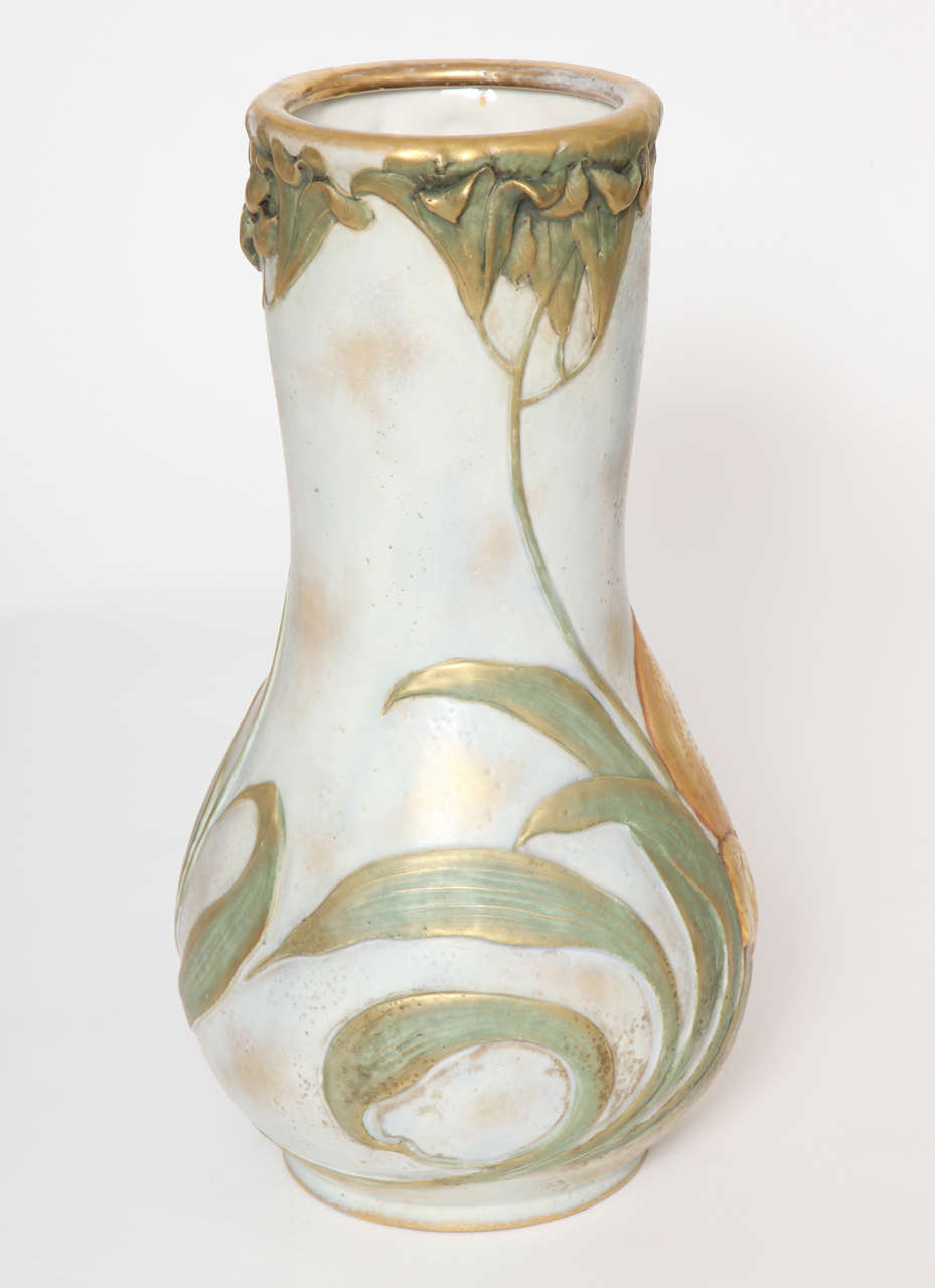 Earthenware Art Nouveau Amphora Blow-Out Portrait Vase, Austria, 1900 For Sale