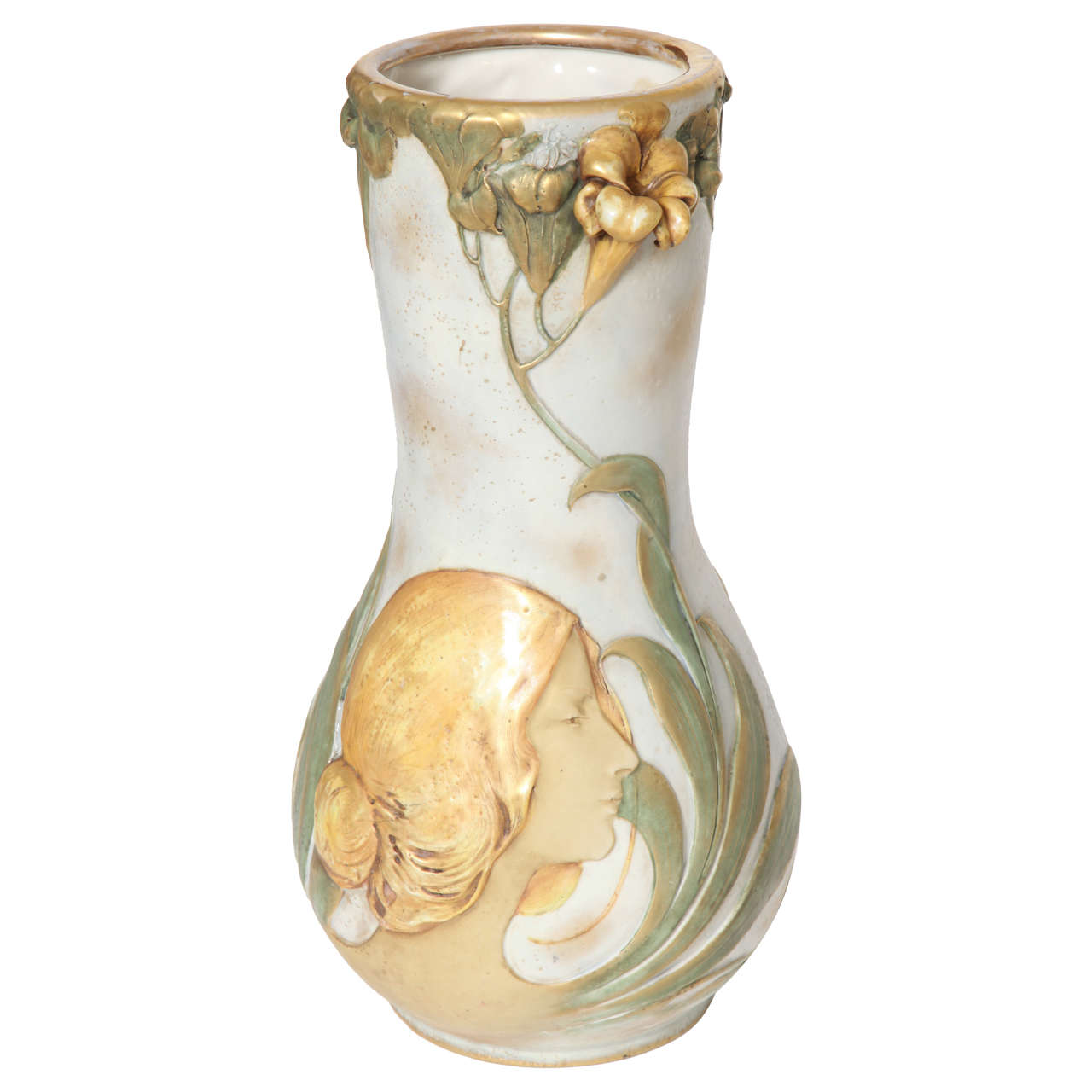 Art Nouveau Amphora Blow-Out Portrait Vase, Austria, 1900 For Sale