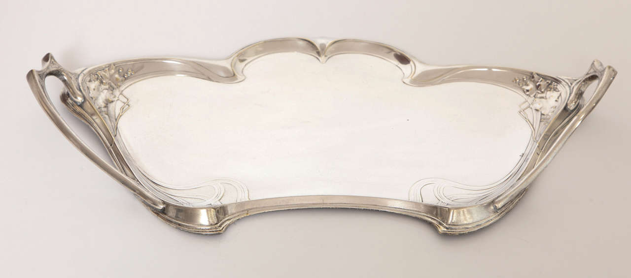 An Art Nouveau Württembergische Metallwarenfabrik Silver Plated Serving Tray,  Germany, 1904.   Stamped with the WMF Mark. Mint Condition.