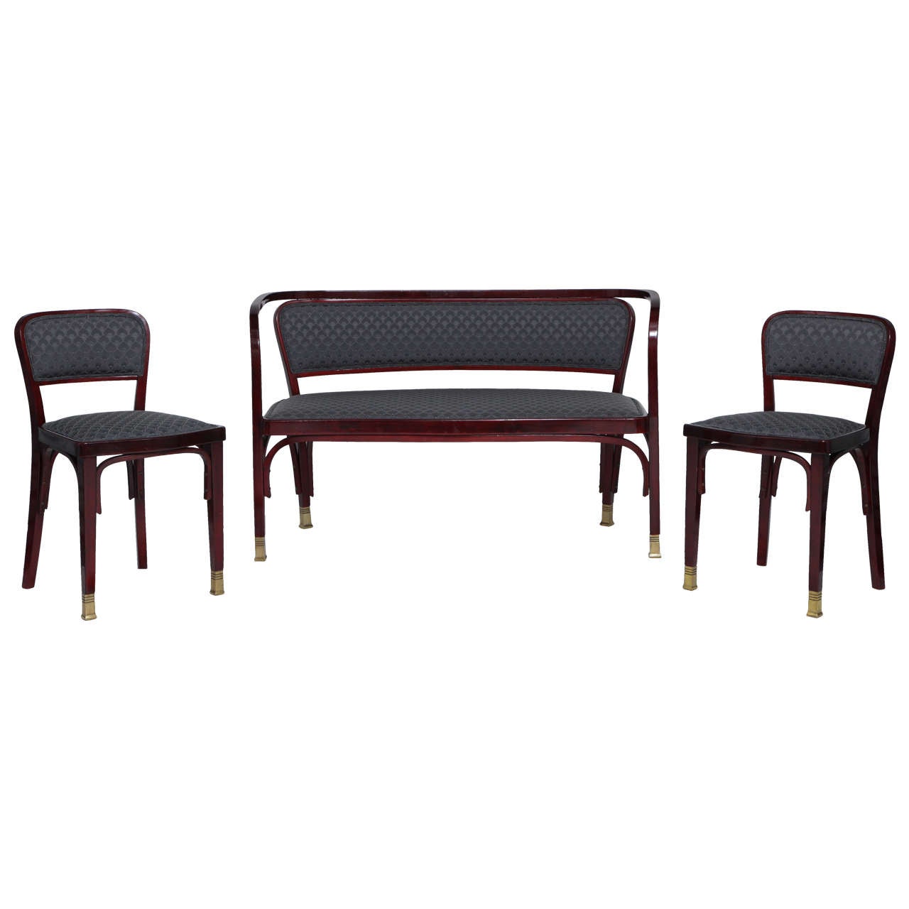 Gustav Siegel, Jacob & Josef Kohn, Secessionist  Bentwood  3 Piece Suite, 1900 For Sale