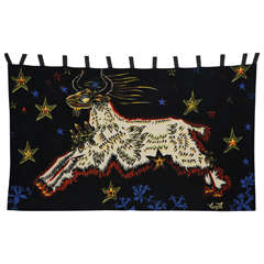 Jean Lurcat Wool Tapestry, "Capricorn, " with Linen Backing, France, Circa 1955