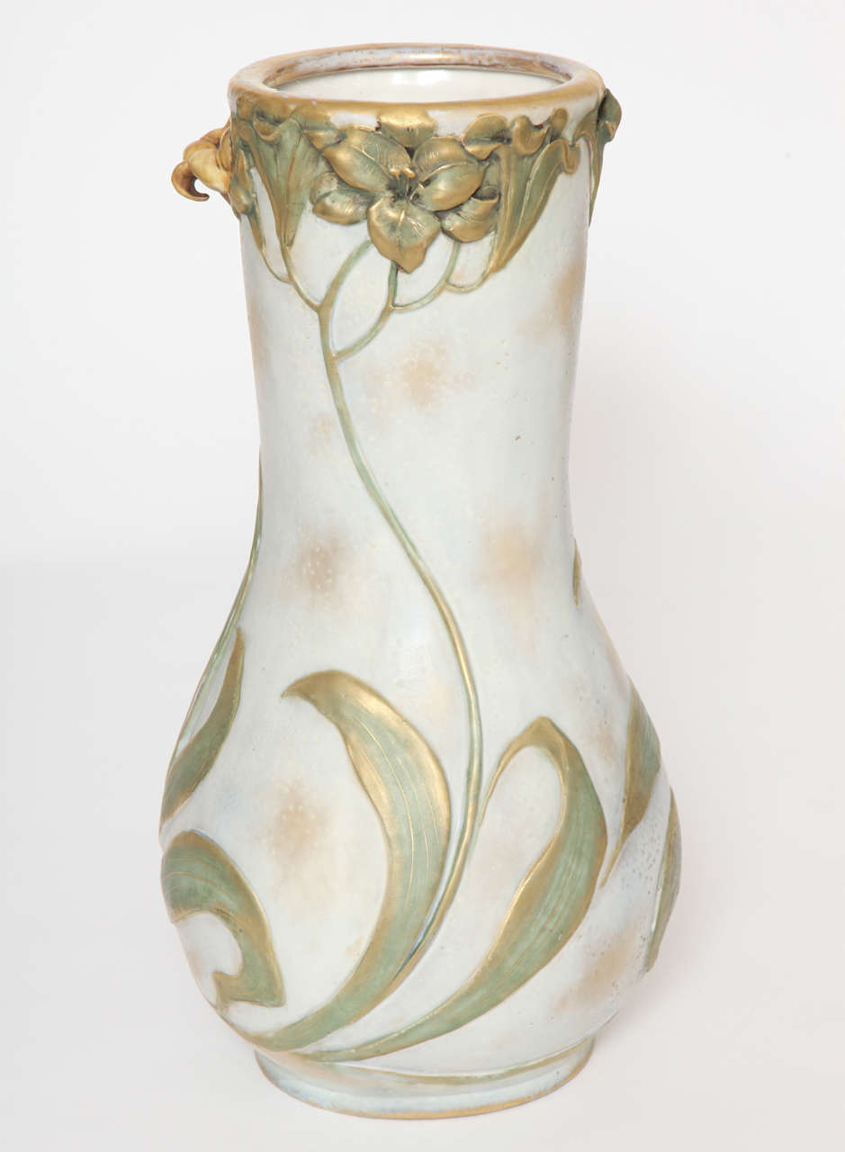 Art Nouveau Amphora BlowOut Portrait Vase, Austria, 1900 For Sale at
