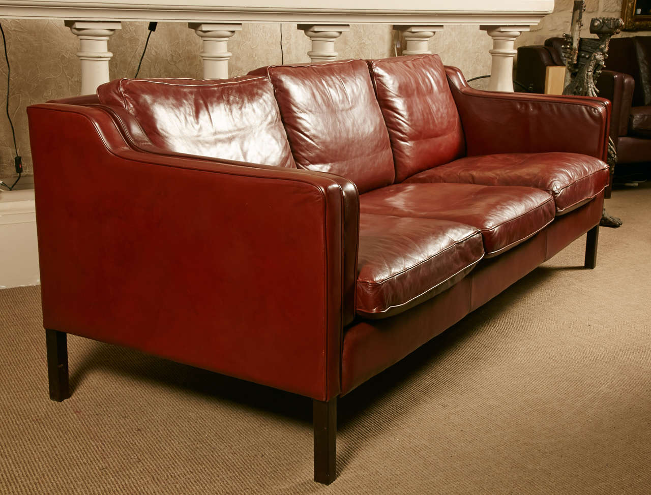 Leather 1960's Danish Sofa Designed by Borge Mogensen Stouby Edition