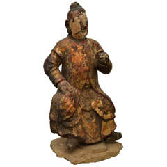 Carved Asian Warrior Sculpture