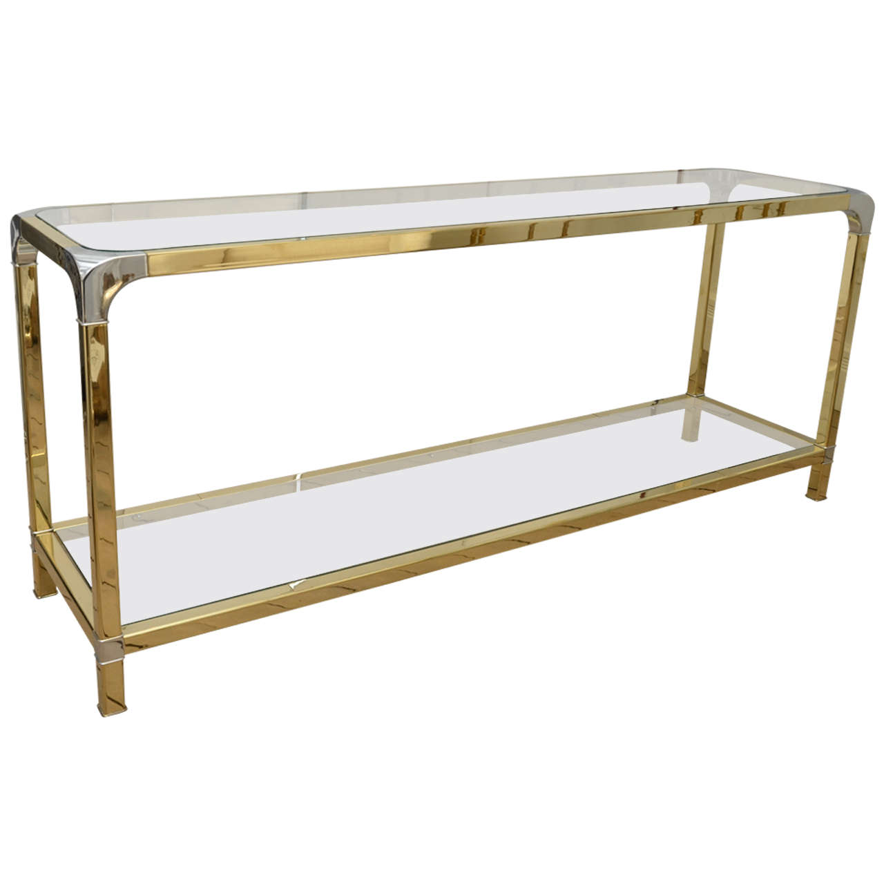Mastercraft Glass and Brass Console Table