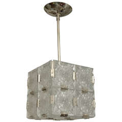 Cube Form Pendant Featurng Etched Glass Tile Elements by Kalmar