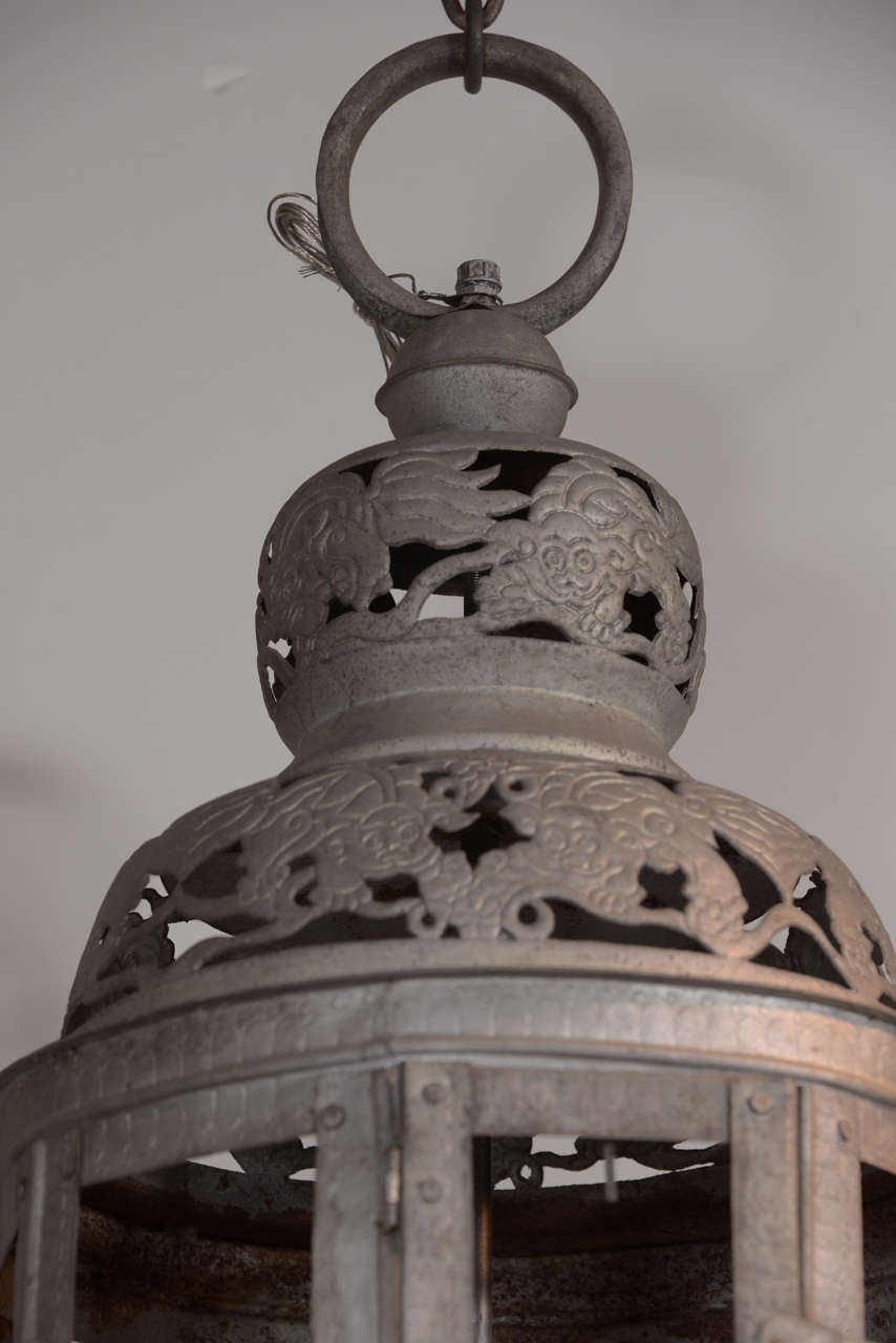 19th Century Metal Lantern In Excellent Condition In Houston, TX