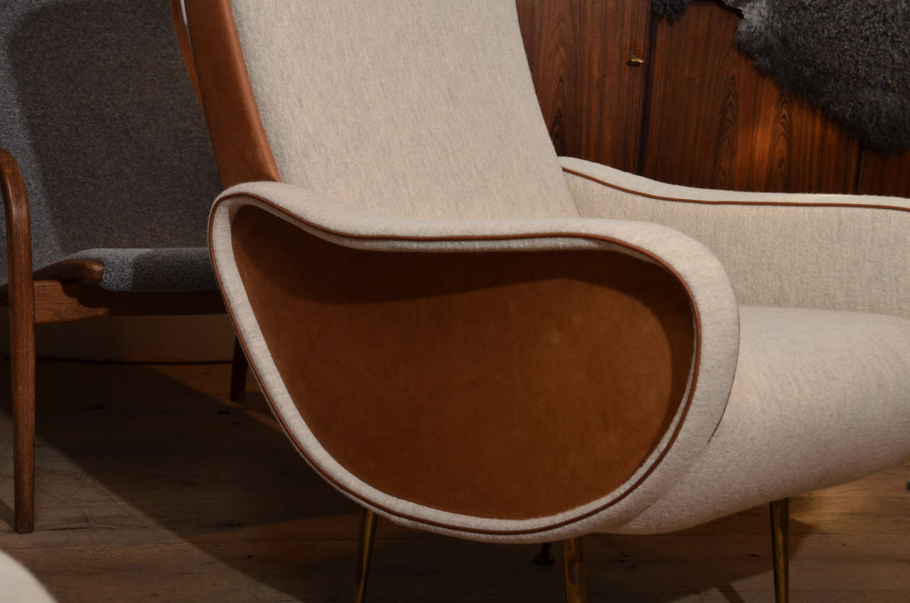 Mid-20th Century Mid-Century Italian Armchairs with Saddle Calfskin in the Style of Marco Zanuso