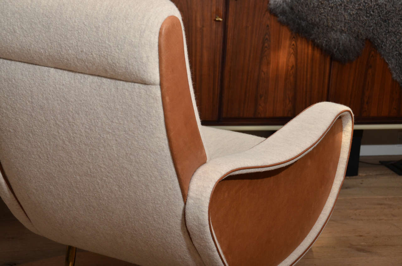 Mid-Century Italian Armchairs with Saddle Calfskin in the Style of Marco Zanuso 1