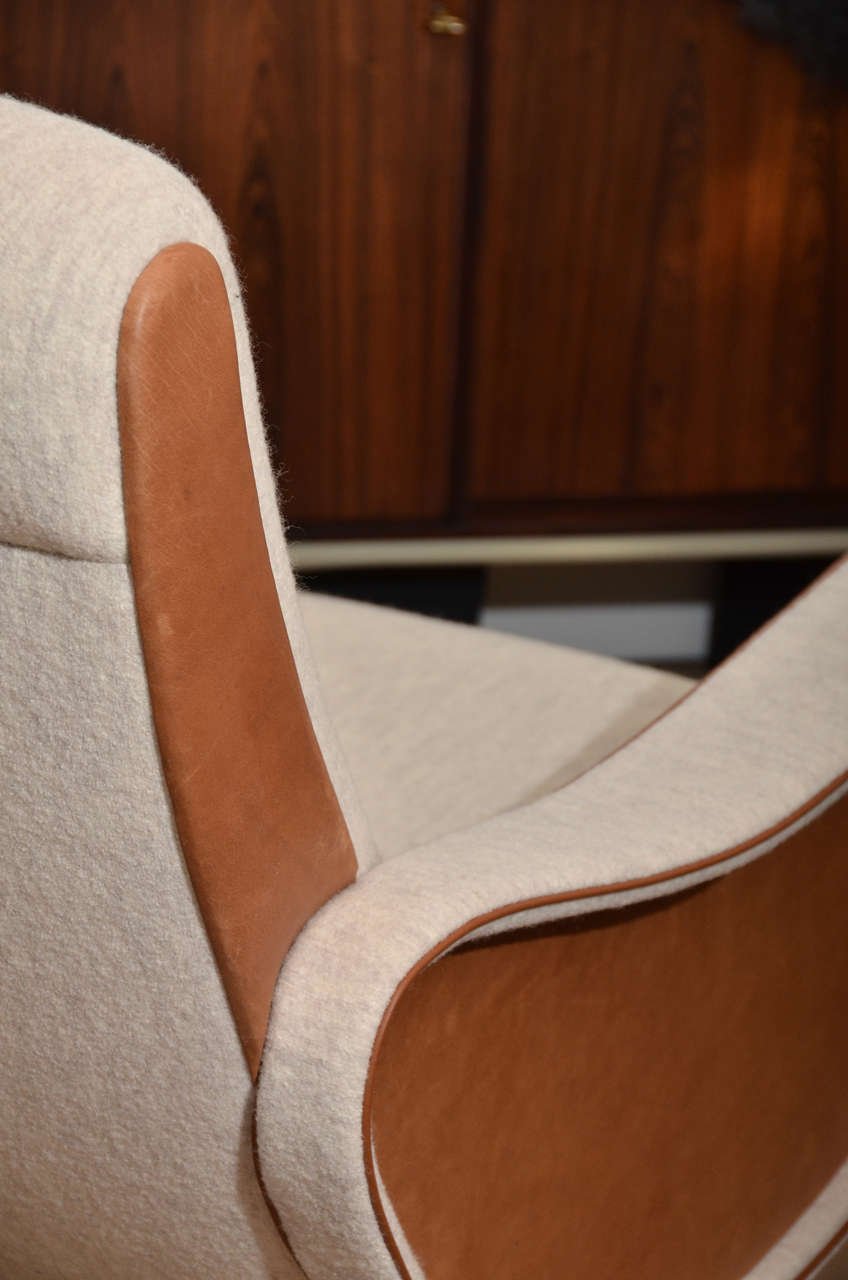 Mid-Century Italian Armchairs with Saddle Calfskin in the Style of Marco Zanuso 2