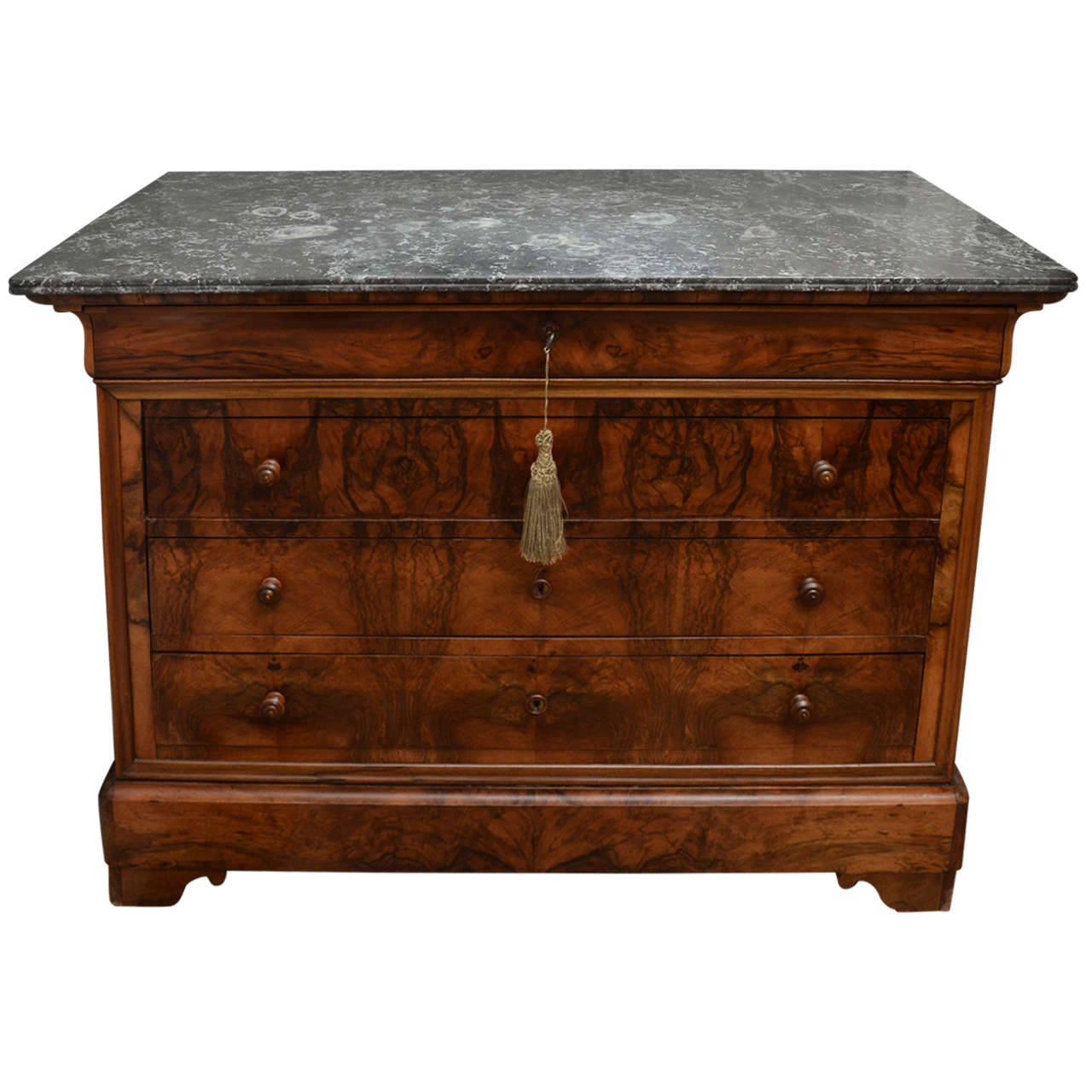 19th Century French  Louis Philippe Period Commode in Walnut with Marble