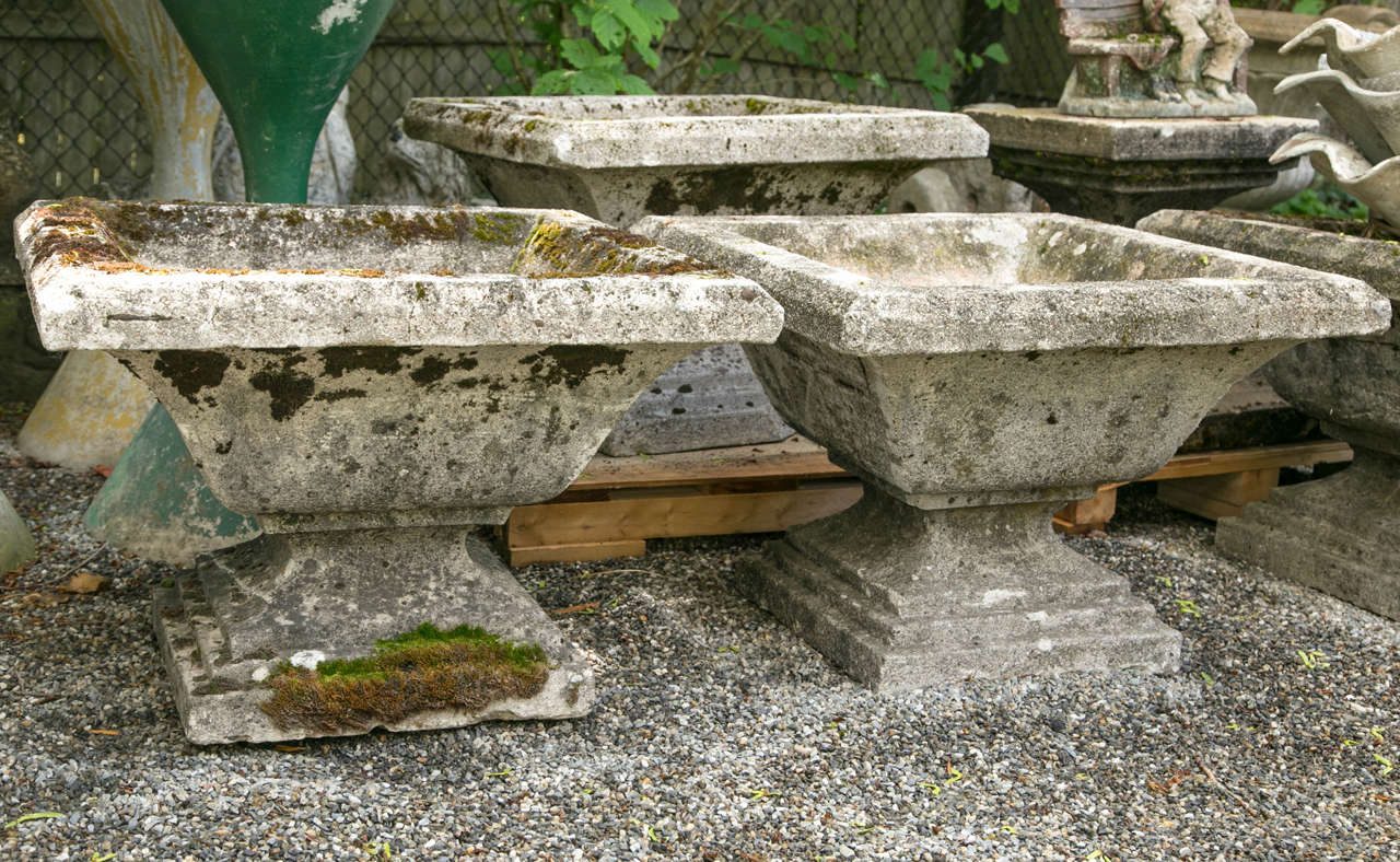 French Estate Scale 1930s Stone Planting Urns from Rodez, France