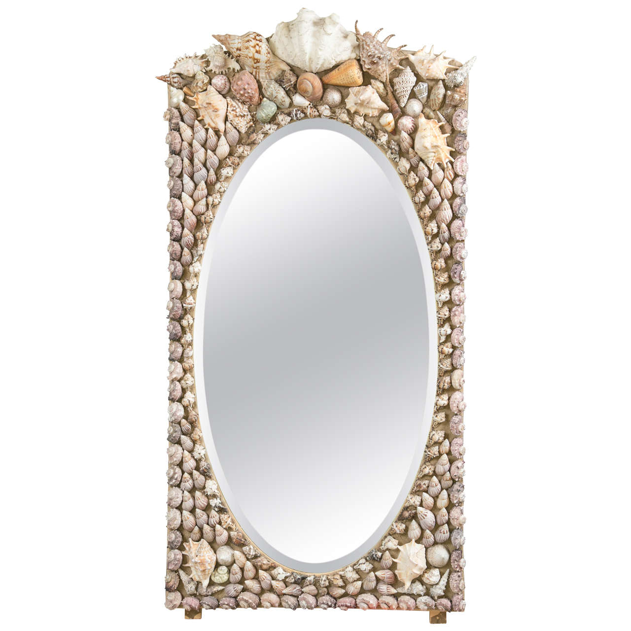 Large 1940s English Shell Encrusted Wall Mirror
