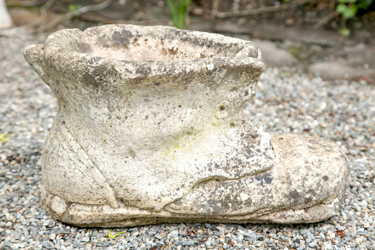 stone boot planter
