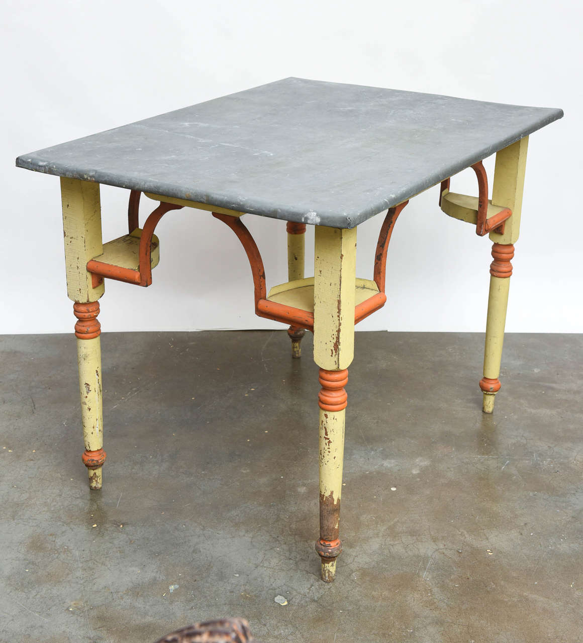 English 1930s Zinc-Top Tavern Table