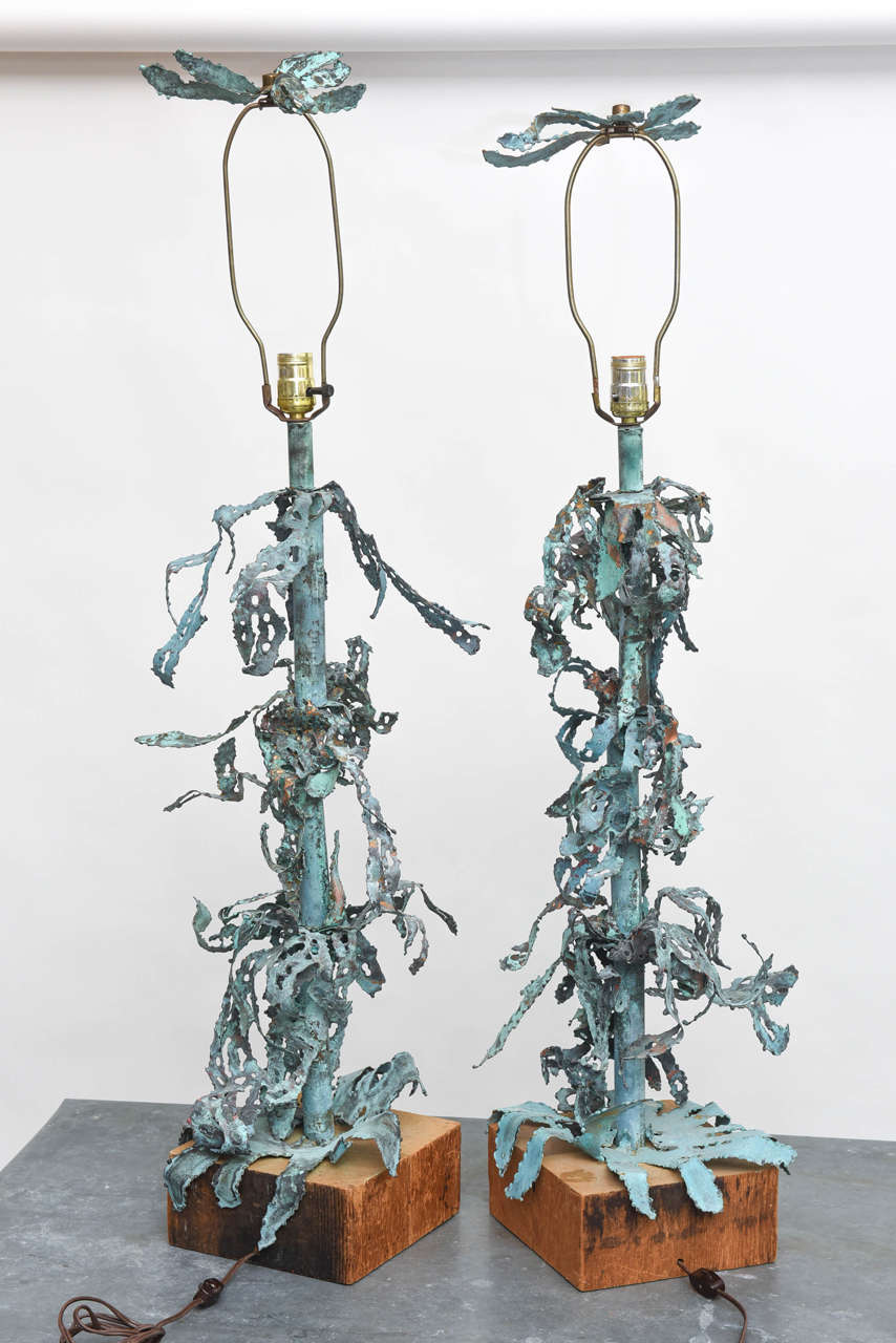 Pair of Brutalist Lamps For Sale 2
