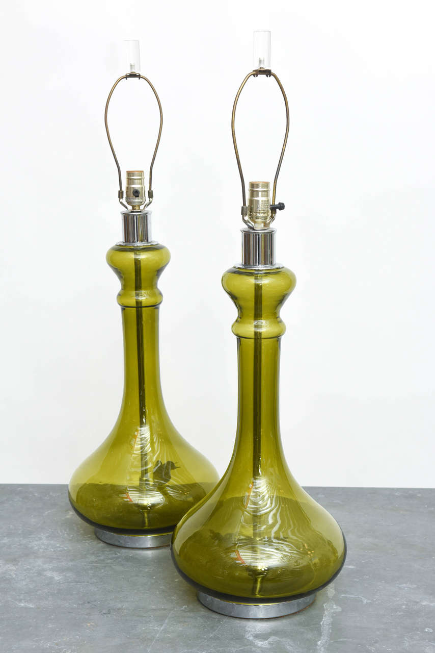 Late 20th Century Pair of Mid Century Modern Lamps