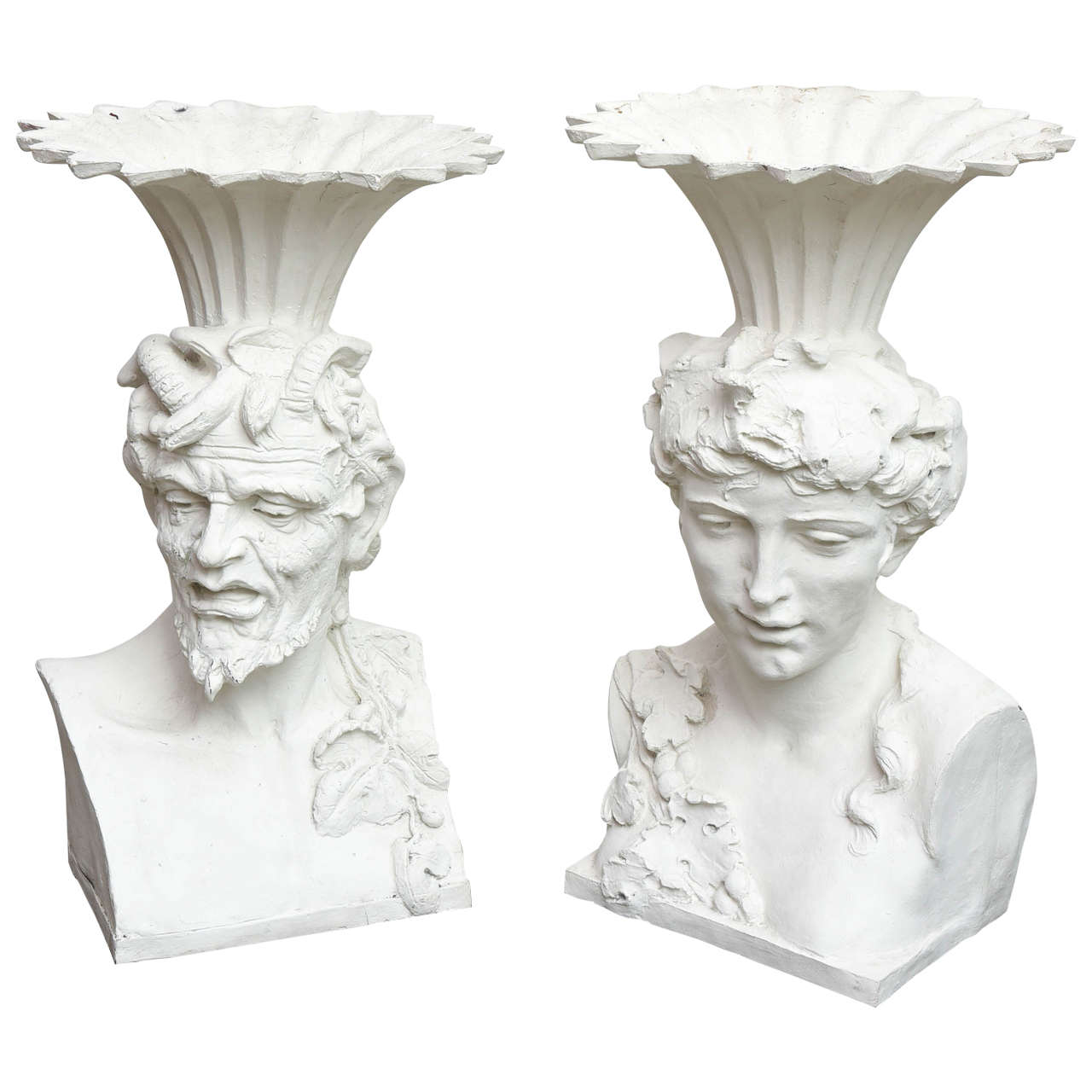 Pair of Giant Planter Heads Sculpture For Sale