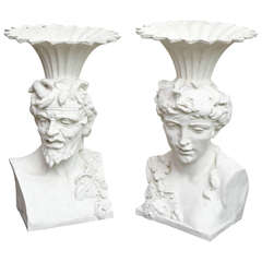 Pair of Giant Planter Heads Sculpture