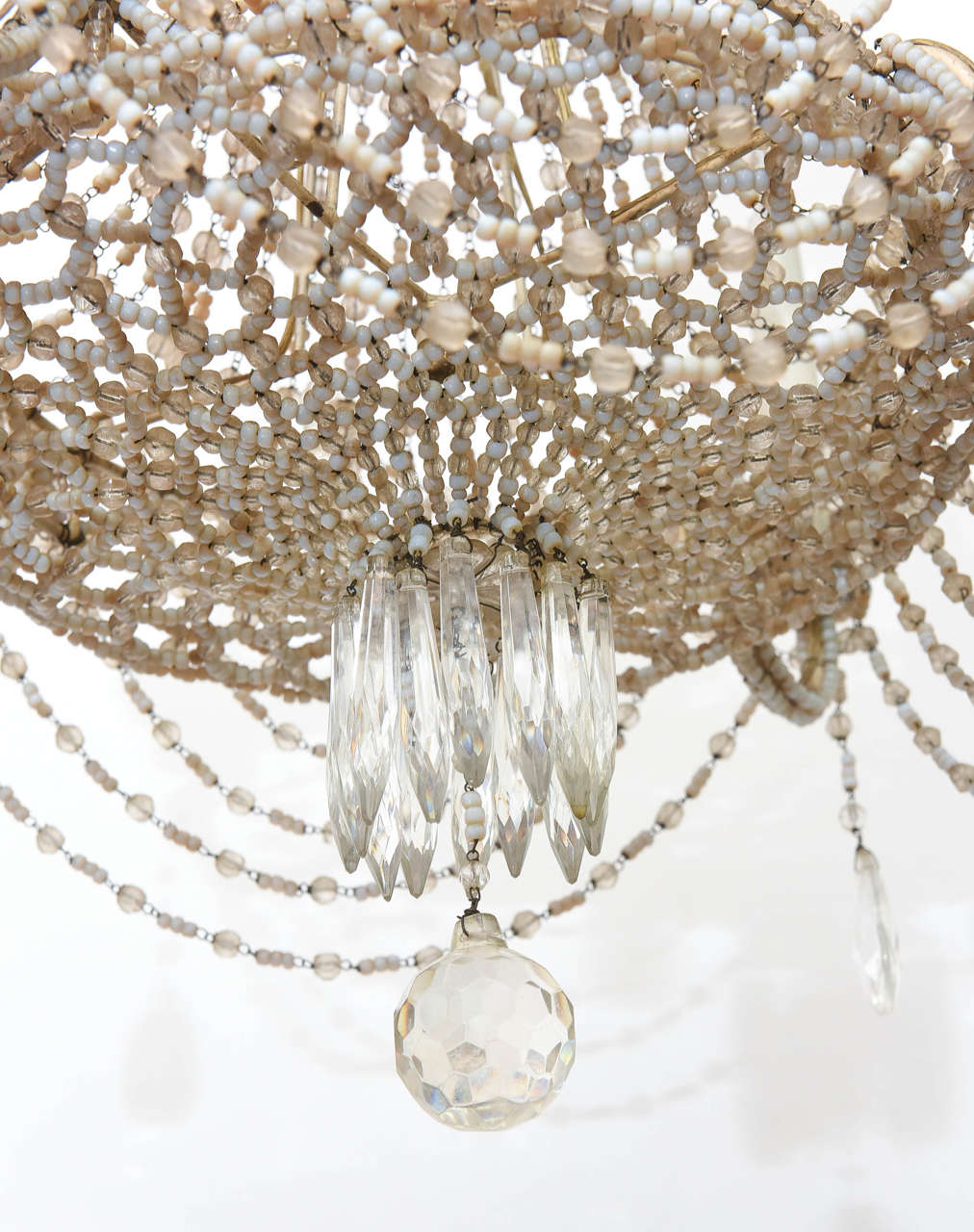 Early 20th Century French Beaded Chandelier For Sale