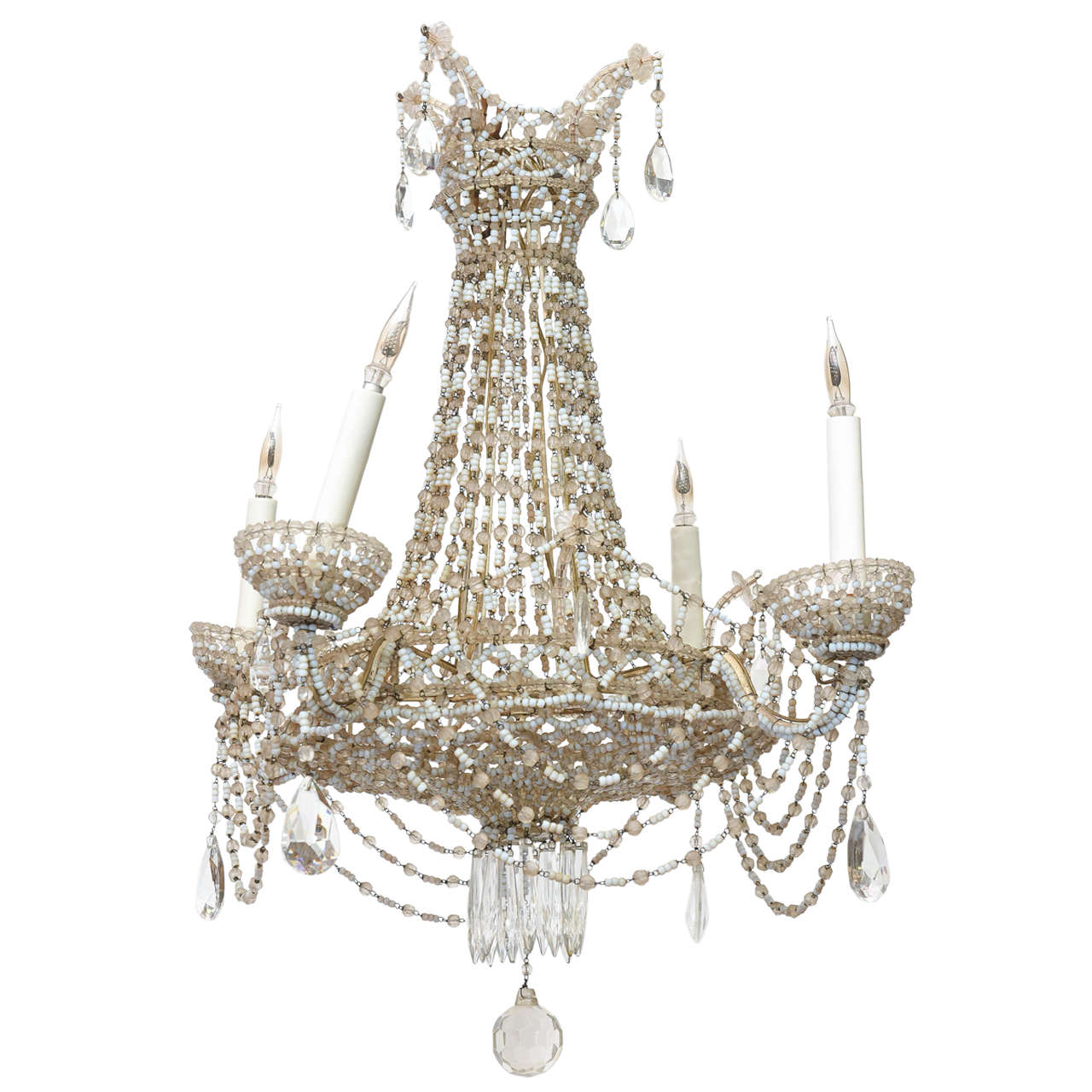 French Beaded Chandelier For Sale
