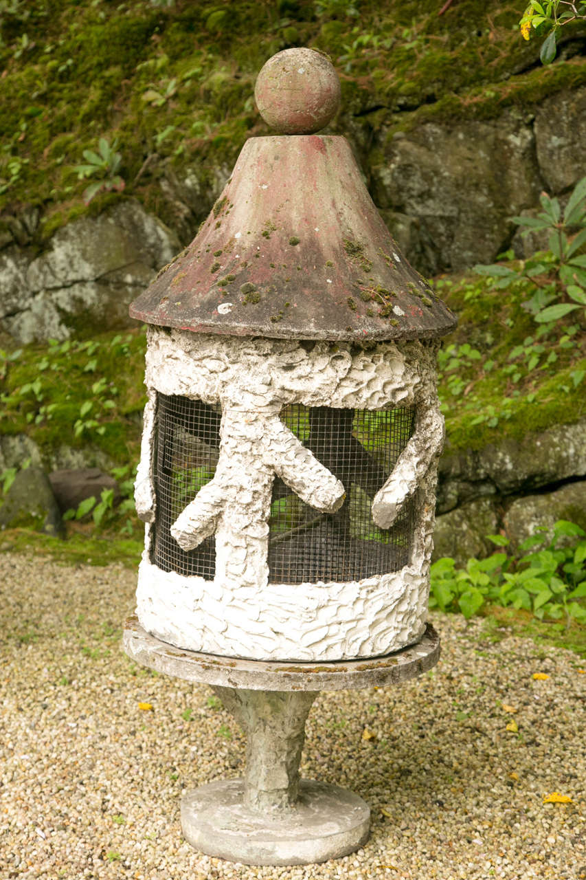 Faux bois style cement birdcage.