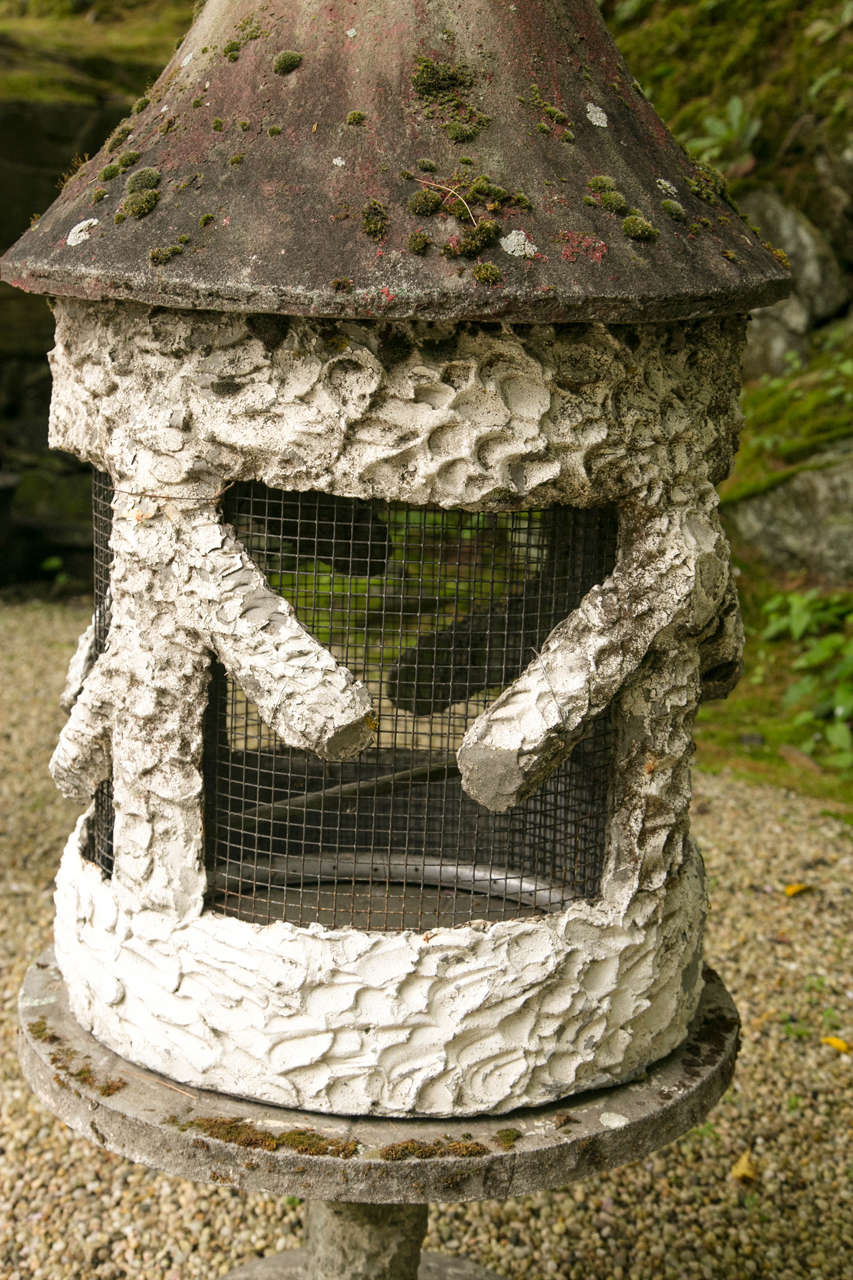 French Faux Bois Style Cement Birdcage For Sale