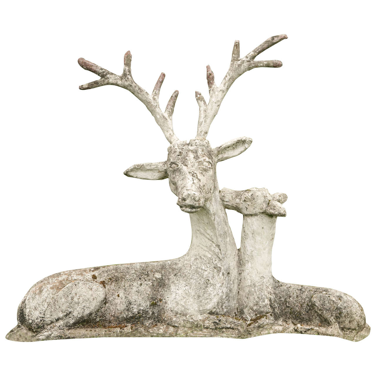 Unique Mother Deer and Baby Doe Cement Cast Sculpture For Sale