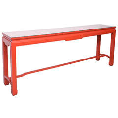 Vintage Ming Dynasty Style Chinese Altar Table in Red :  1970s