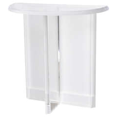 Demilune Lucite Console with Beveled Edges:  1970s