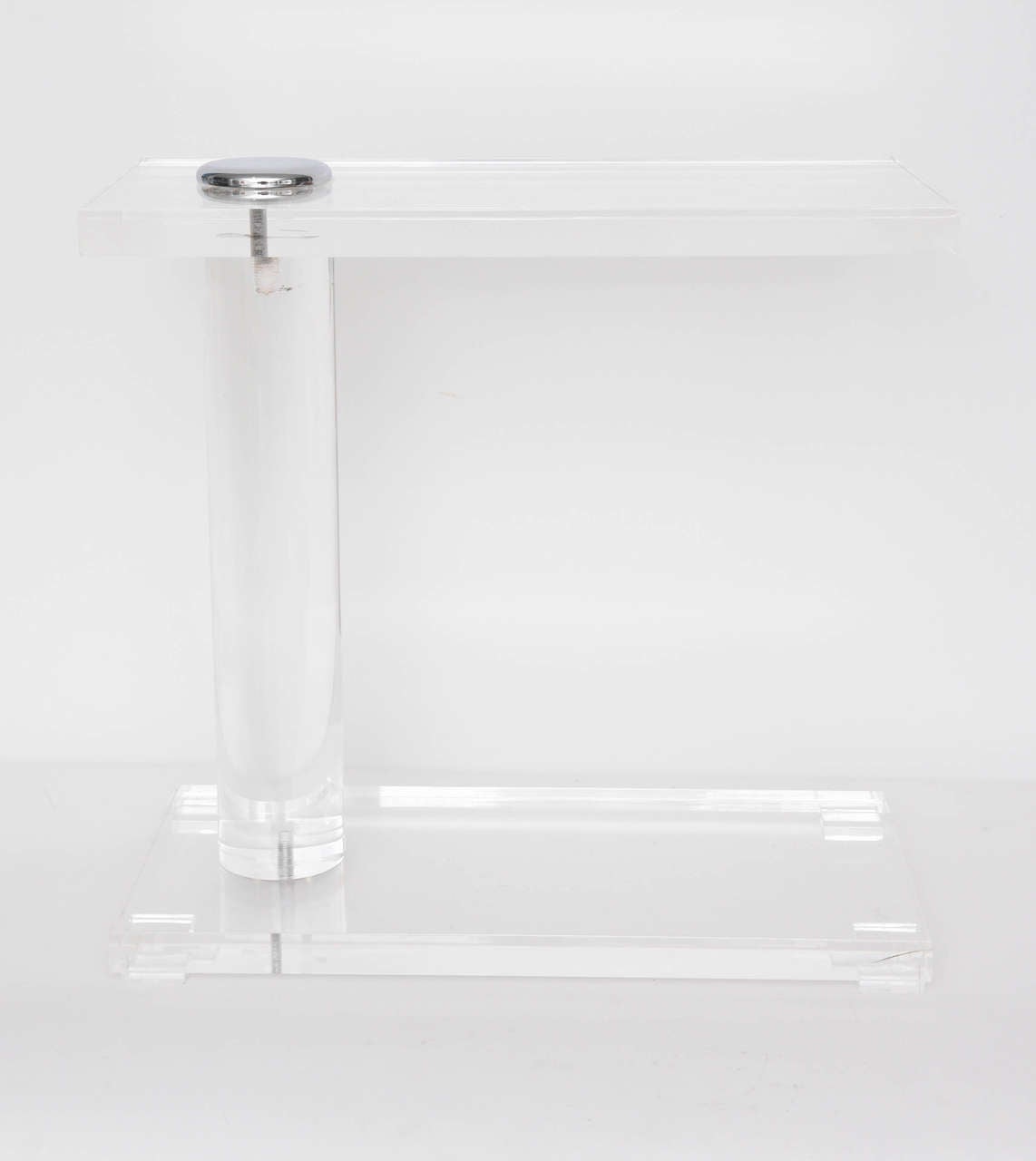 Pair of Bespoke Lucite and Polished Chrome Drink Tables at 1stDibs
