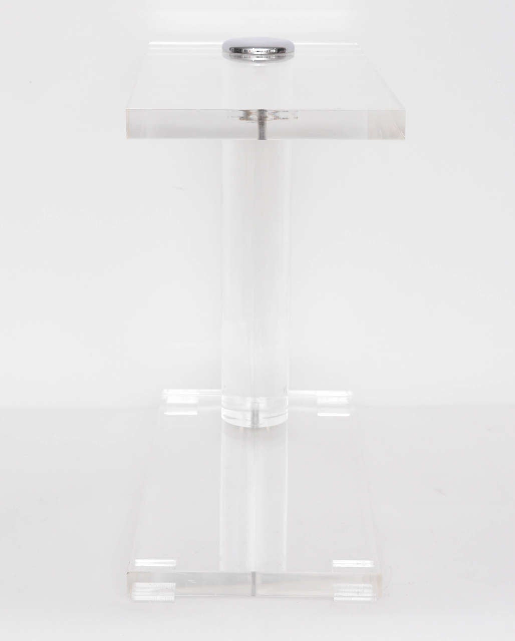 Pair of Bespoke Lucite and Polished Chrome Drink Tables at 1stDibs