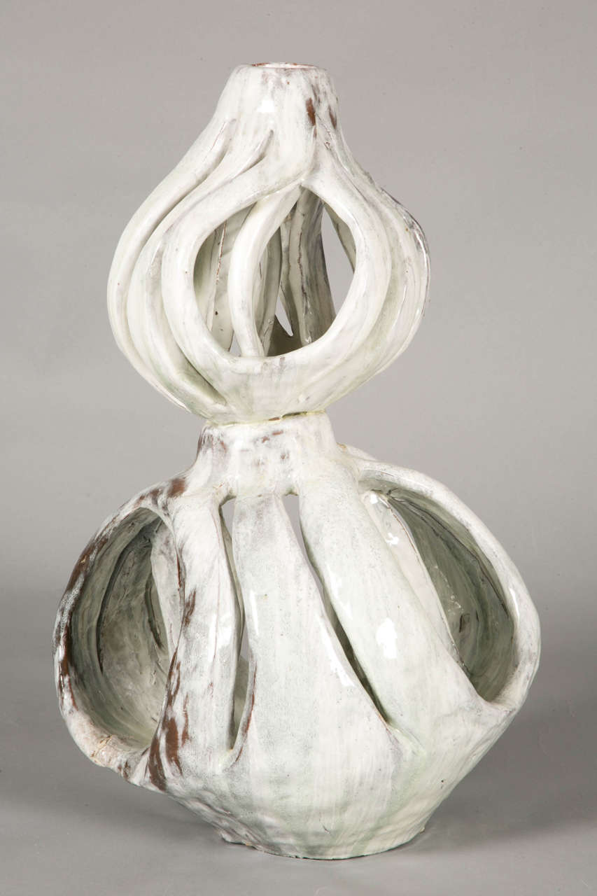 Mid-20th Century Enameled Stoneware Sculpture by Alice Colonieu For Sale