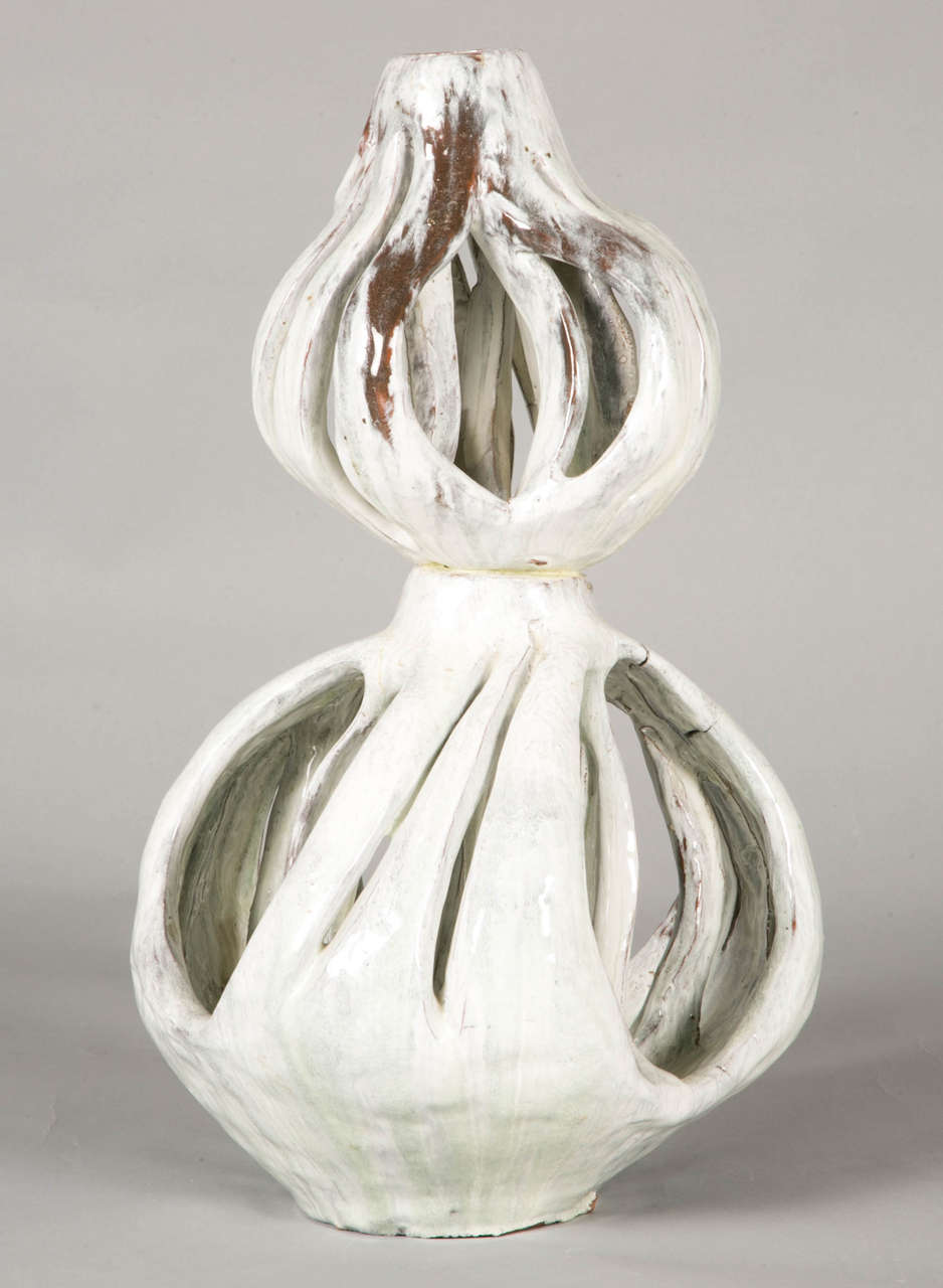 Enameled Stoneware Sculpture by Alice Colonieu For Sale 1