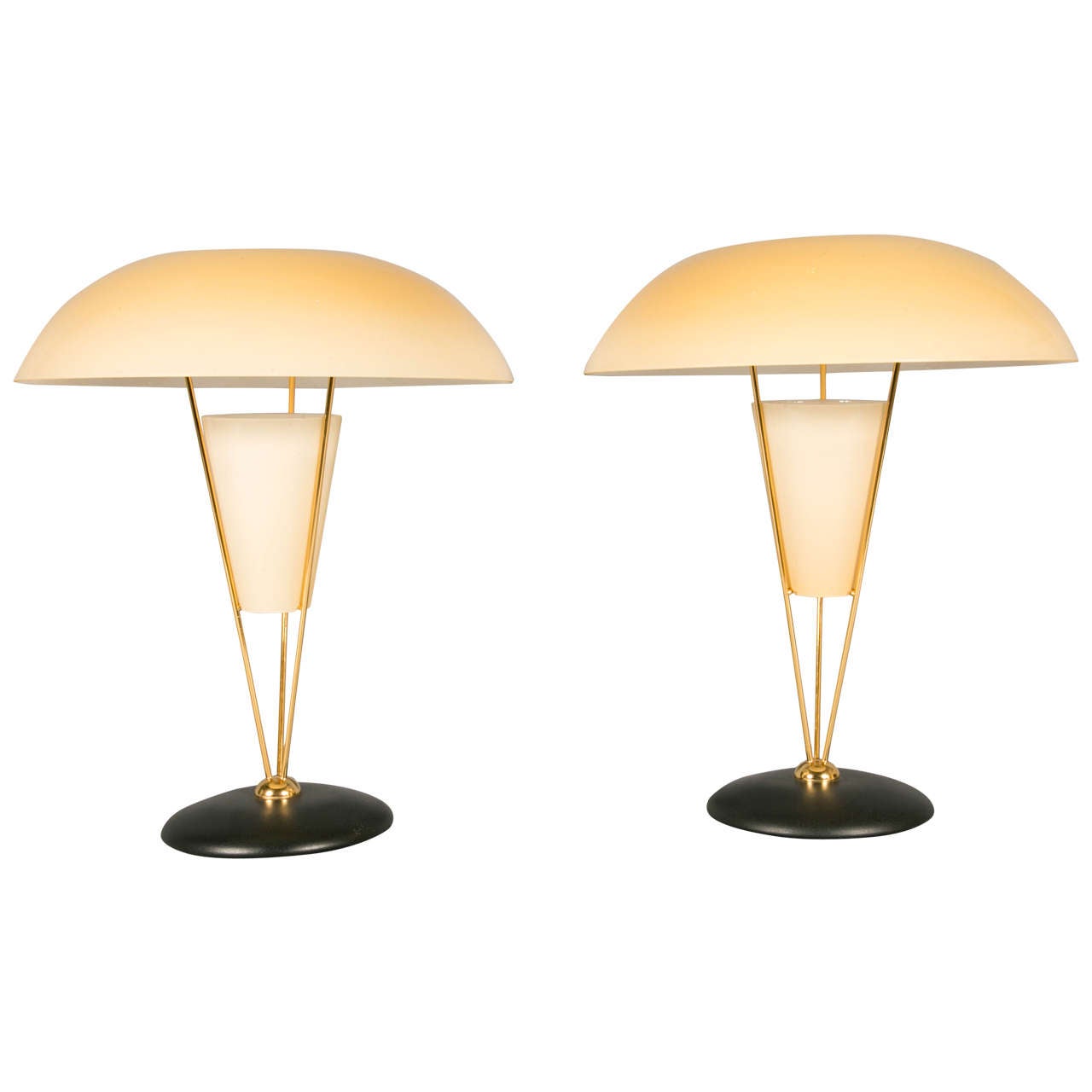 Pair of Glass Table Lamps by Toso, Murano, circa 1970