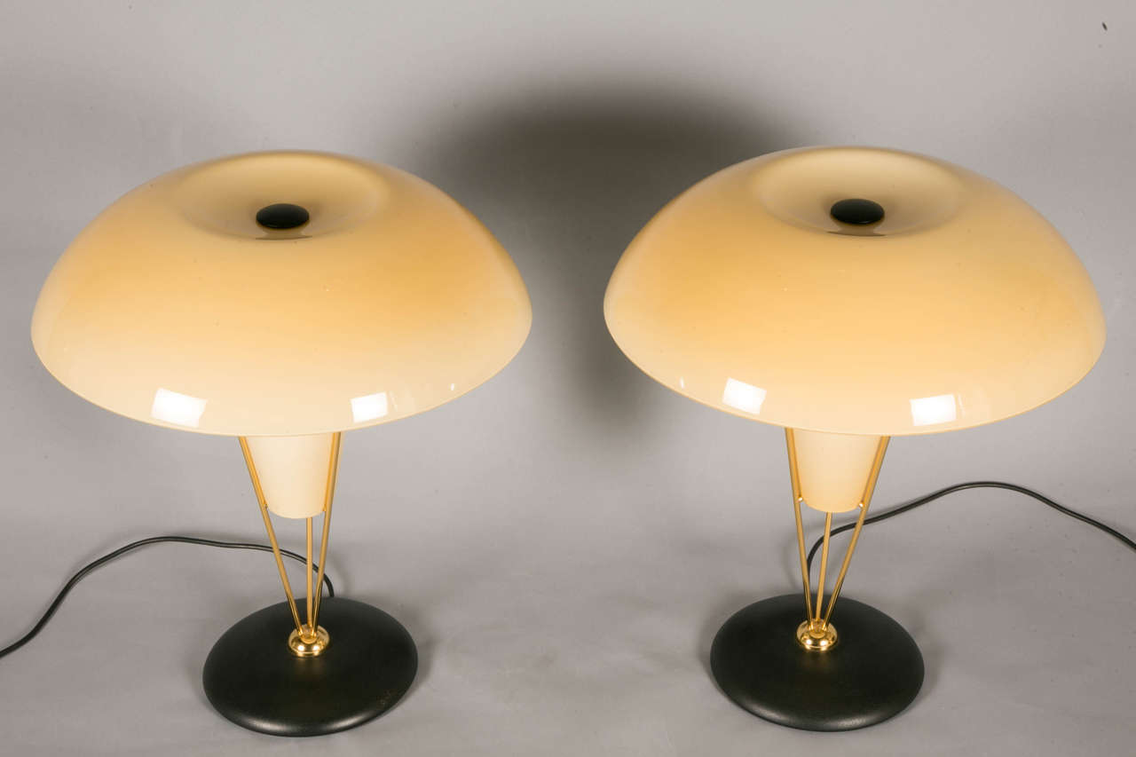 Italian Pair of Glass Table Lamps by Toso, Murano, circa 1970