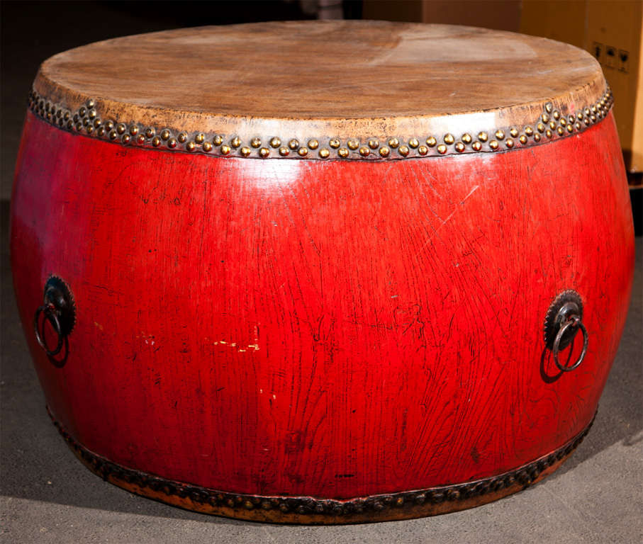 Large  Round  Drum  As   A  Table