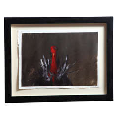 "Turkey Talk, " Framed Watercolor by Joe Concra
