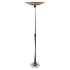 Mid Century Walnut and Brass Floor Lamp Mid Century Walnut and Brass Floor Lamp