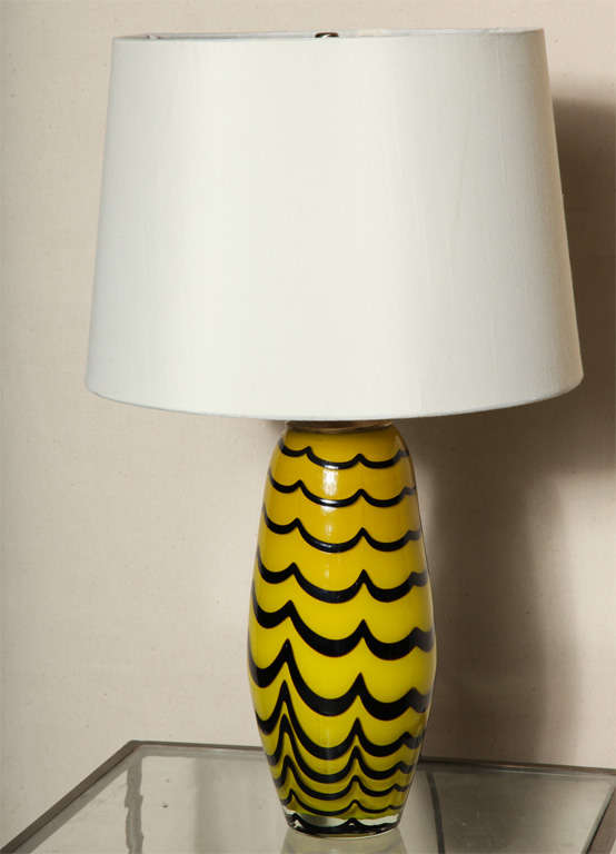 Pair of "Wave" Murano Glass Lamps