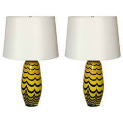 Pair of "Wave" Murano Glass Lamps