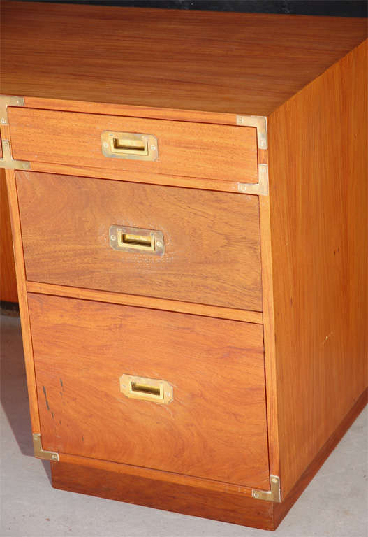 American 1960s Campaign 4-Drawer Desk For Sale
