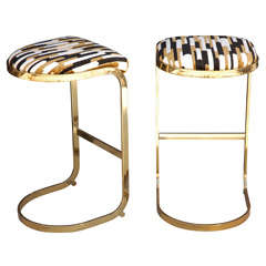 Pair of Brass Base Bar Stools by Dillingham